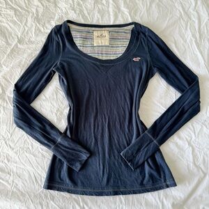 Hollister Blue Fitted Long Sleeve Tee